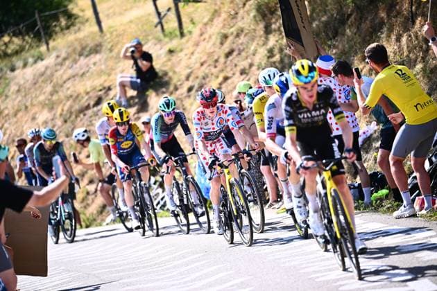 Tour de France 2026 Stage 14 LE MARKSTEIN, FRANCE - JULY 18 : Vingegaard Jonas (DEN) of Team Visma Lease a Bike in action during stage 14 of the 113rd edition of Tour de France an UCI World Tour 2.UWT cycling road race stage for Men Elite of 155 km with start in Mulhouse and finish in Le Markstein on July 18, 2026 in Le Markstein, France, 18 07 2026 ( Motordriver Kurt Vandenborre - Le Markstein France  Copyright: xGvgx