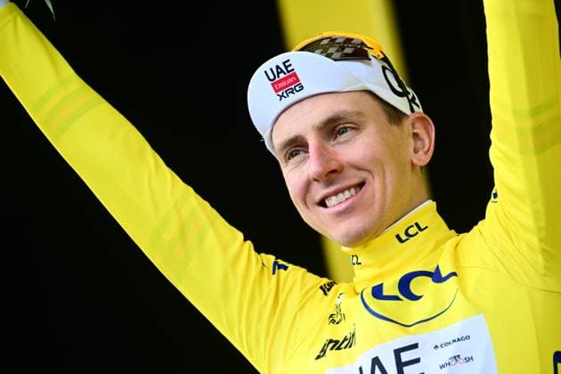 Tour de France 2026 Stage 14 LE MARKSTEIN, FRANCE - JULY 18 : Pogacar Tadej (SLO) of UAE Team Emirates XRG on the podium during stage 14 of the 113rd edition of Tour de France an UCI World Tour 2.UWT cycling road race stage for Men Elite of 155 km with start in Mulhouse and finish in Le Markstein on July 18, 2026 in Le Markstein, France, 18 07 2026 ( Motordriver Kurt Vandenborre - Le Markstein France  Copyright: xPeterxDexVoechtx
