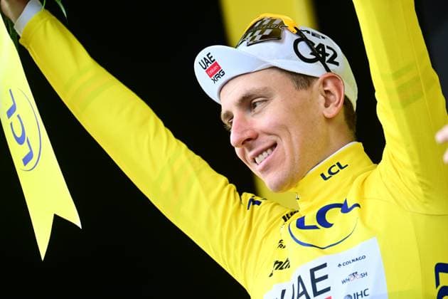Tour de France 2026 Stage 14 LE MARKSTEIN, FRANCE - JULY 18 : Pogacar Tadej (SLO) of UAE Team Emirates XRG on the podium during stage 14 of the 113rd edition of Tour de France an UCI World Tour 2.UWT cycling road race stage for Men Elite of 155 km with start in Mulhouse and finish in Le Markstein on July 18, 2026 in Le Markstein, France, 18 07 2026 ( Motordriver Kurt Vandenborre - Le Markstein France  Copyright: xPeterxDexVoechtx
