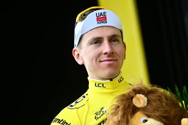 Tour de France 2026 Stage 14 LE MARKSTEIN, FRANCE - JULY 18 : Pogacar Tadej (SLO) of UAE Team Emirates XRG on the podium during stage 14 of the 113rd edition of Tour de France an UCI World Tour 2.UWT cycling road race stage for Men Elite of 155 km with start in Mulhouse and finish in Le Markstein on July 18, 2026 in Le Markstein, France, 18 07 2026 ( Motordriver Kurt Vandenborre - Le Markstein France  Copyright: xPeterxDexVoechtx