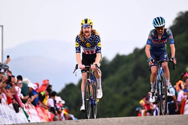 Tour de France 2026 Stage 14 LE MARKSTEIN, FRANCE - JULY 18 : Quinn Sean (USA) of EF Education EasyPost in action during stage 14 of the 113rd edition of Tour de France an UCI World Tour 2.UWT cycling road race stage for Men Elite of 155 km with start in Mulhouse and finish in Le Markstein on July 18, 2026 in Le Markstein, France, 18 07 2026 ( Motordriver Kurt Vandenborre - Le Markstein France  Copyright: xGvgx
