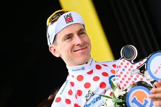 Tour de France 2026 Stage 14 LE MARKSTEIN, FRANCE - JULY 18 : Pogacar Tadej (SLO) of UAE Team Emirates XRG on the podium during stage 14 of the 113rd edition of Tour de France an UCI World Tour 2.UWT cycling road race stage for Men Elite of 155 km with start in Mulhouse and finish in Le Markstein on July 18, 2026 in Le Markstein, France, 18 07 2026 ( Motordriver Kurt Vandenborre - Le Markstein France  Copyright: xPeterxDexVoechtx