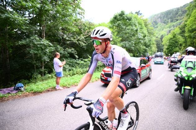 Tour de France 2026 Stage 14 LE MARKSTEIN, FRANCE - JULY 18 : Vermeersch Florian (BEL) of UAE Team Emirates XRG in action during stage 14 of the 113rd edition of Tour de France an UCI World Tour 2.UWT cycling road race stage for Men Elite of 155 km with start in Mulhouse and finish in Le Markstein on July 18, 2026 in Le Markstein, France, 18 07 2026 ( Motordriver Kurt Vandenborre - Le Markstein France  Copyright: xGvgx