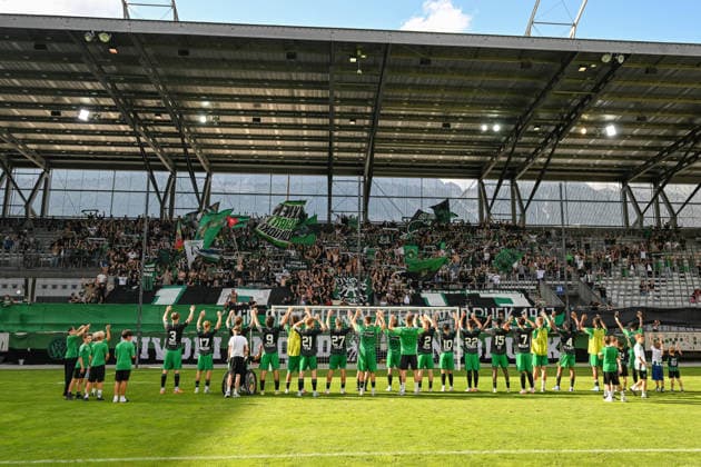 SOCCER - Wacker vs Chemie Leipzig, test match INNSBRUCK,AUSTRIA,18.JUL.26 - SOCCER - ADMIRAL 2.Liga, Regionalliga Nordost, FC Wacker Innsbruck vs BSG Chemie Leipzig, test match. Image shows FC Wacker Innsbruck and fans.  GEPAxpictures xDanielxSchoenherr
