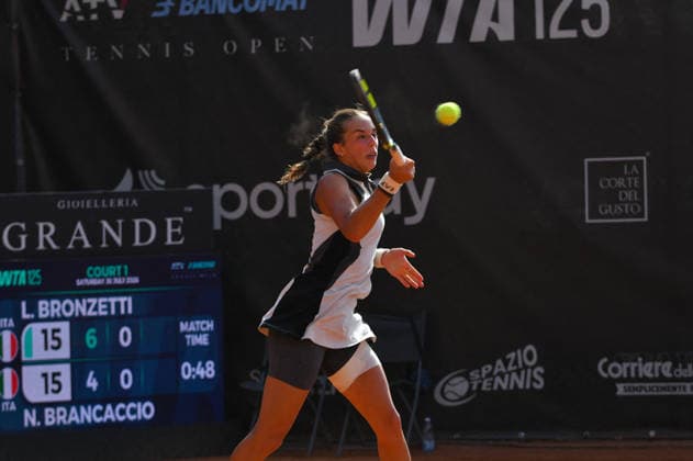 TENNIS - International Tennis Tournament - ATV Bancomat Tennis Open - Semifinals Photo by IPA ABACAPRESS.COM86783896 - Lucia Bronzetti of Italy faces Nuria Brancaccio of Italy during the semifinal match at the ATV Bancomat Tennis Open WTA, Tennis Damen 125 at the Antico Tiro a Volo Club on July 18, 2026, in Rome, Italy. (Credit: Roberto Bettacchi) (Credit: Roberto Bettacchi) Rome Italy  Copyright: xIPAxSport ABACAx