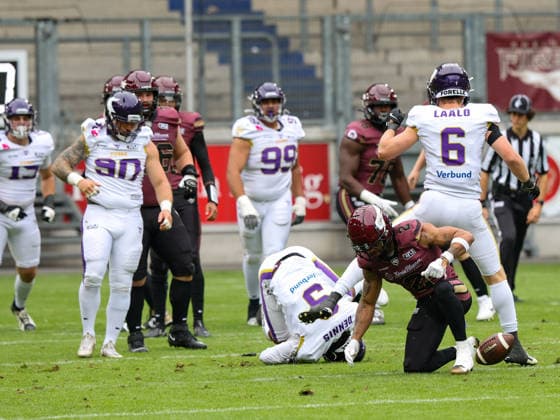 Incomplettepass from 2 Joshua Scott (Wide Receiver) Rhein Fire Rhein Fire vs Vienna Vikings, American Football, American Football League Europe, Week 9, 2026, 18.07.2026, Duisburg Schauinsland-Reisen-Arena Germany Copyright: xFootxBowl ChristopherxMettkenx
