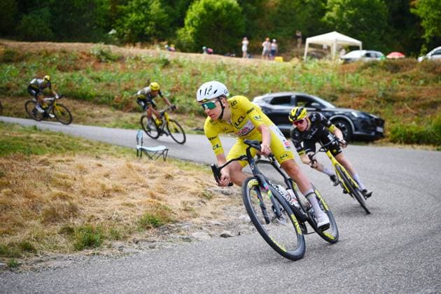 Slovenian Tadej Pogacar of UAE Team Emirates XRG is pictured in action during stage 14 of the 2026 Tour de France cycling race, a stage of 155km from Mulhouse to Le Markstein Fellering, on Saturday 18 July 2026. The 113th edition of the Tour de France starts on Saturday 4 July in Barcelona, Spain, and will finish in Paris, France on the 26th of July. POOLxGREGORYxVANxGANSEN  x181428268x