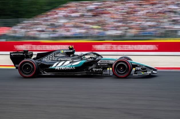 Mercedes Italian rider Kimi Antonelli pictured in action during the qualification session ahead of the Grand Prix F1 of Belgium race, in Spa-Francorchamps, Saturday 18 July 2026. The Spa-Francorchamps Formula One Grand Prix takes place this weekend, from July 17th to July 19th. JONASxROOSENS  x181428313x
