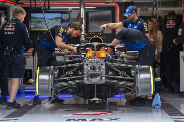 Red Bull Racing Dutch rider Max Verstappen s car is seen ahead of a free practice ahead of the Grand Prix F1 of Belgium race, in Spa-Francorchamps, Saturday 18 July 2026. The Spa-Francorchamps Formula One Grand Prix takes place this weekend, from July 17th to July 19th. JONASxROOSENS  x181429137x