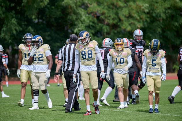 Playoffs, Junior Bowl, U20, GFLJ, Nürnberg Rams vs. Hamburg Huskies German Football League Juniors(GFLJ), U20, Nürnberg Rams vs. Hamburg Huskies Nürnberg Berthold-Brecht-Sportanlage Bayern Deutschland *** Playoffs, Junior Bowl, U20, GFLJ, Nuremberg Rams vs. Hamburg Huskies German Football League Juniors (GFLJ), U20, Nuremberg Rams vs. Hamburg Huskies Nuremberg Berthold Brecht Sports Complex Bavaria, Germany Copyright: x30nullvierxPhotographie,xGerhardxLehnerx