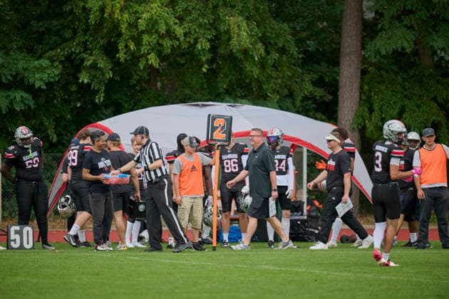 Playoffs, Junior Bowl, U20, GFLJ, Nürnberg Rams vs. Hamburg Huskies German Football League Juniors(GFLJ), U20, Nürnberg Rams vs. Hamburg Huskies Nürnberg Berthold-Brecht-Sportanlage Bayern Deutschland *** Playoffs, Junior Bowl, U20, GFLJ, Nuremberg Rams vs. Hamburg Huskies German Football League Juniors (GFLJ), U20, Nuremberg Rams vs. Hamburg Huskies Nuremberg Berthold Brecht Sports Complex Bavaria, Germany Copyright: x30nullvierxPhotographie,xGerhardxLehnerx