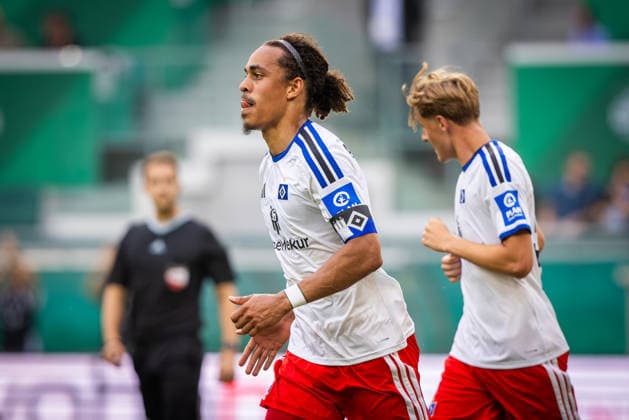 RAPID WIEN - HABMURGER SV Yussuf Poulsen of HSV celebrates a goal during the pre season friendly football match between SC Rapid Vienna and Hamburger SV at the Allianz Stadion. Vienna, Austria, July 18, 2026. Photo by Branislav Racko Copyright: xx 080A9232