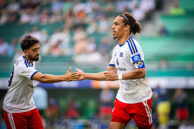 RAPID WIEN - HABMURGER SV Yussuf Poulsen of HSV celebrates a goal during the pre season friendly football match between SC Rapid Vienna and Hamburger SV at the Allianz Stadion. Vienna, Austria, July 18, 2026. Photo by Branislav Racko Copyright: xx 080A9244
