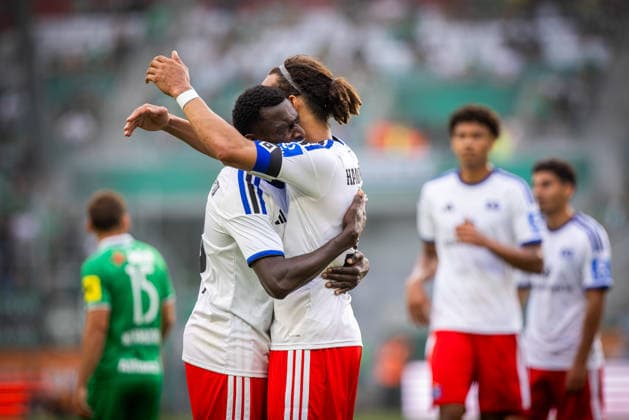 RAPID WIEN - HABMURGER SV Yussuf Poulsen of HSV celebrates a goal during the pre season friendly football match between SC Rapid Vienna and Hamburger SV at the Allianz Stadion. Vienna, Austria, July 18, 2026. Photo by Branislav Racko Copyright: xx 080A9289