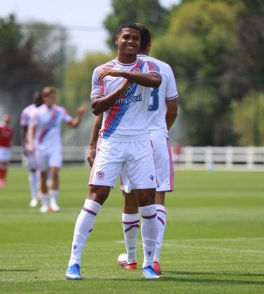 Pre Season Friendly - Crystal Palace v Swindon Town LONDON, ENGLAND, JULY 18: GOAL 3-1, Matheus Franca of Crystal Palace goal celebration after scoring a goal to put Crystal Palace 3-1 ahead during the Pre Season Friendly match between Crystal Palace FC v Swindon Town FC at Crystal Palace Training Ground, Beckenham, London, on 18 July. (Photo by Daniel Weir) London Crystal Palace Training Ground United Kingdom Copyright: xDanielxWeir SportsxPressxPhotox Sportspressphoto_SPR192608