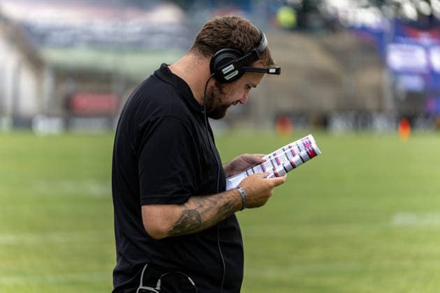 18.07.2026, xdaymx, American Football EFA European Football Alliance, Frankfurt Galaxy - Raiders Tirol, Joe Denney (Offensive Coordinator Frankfurt Galaxy) am Seitenrand Frankfurt am Main *** July 18, 2026, xdaymx, American Football EFA European Football Alliance, Frankfurt Galaxy vs. Raiders Tirol, Joe Denney, Offensive Coordinator for the Frankfurt Galaxy, on the sidelines in Frankfurt am Main