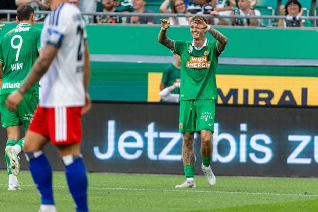 SOCCER - Rapid vs HSV, test match VIENNA,AUSTRIA,18.JUL.26 - SOCCER - ADMIRAL Bundesliga, 1. DFL, 1. Deutsche Bundesliga, SK Rapid Wien vs Hamburger SV, test match. Image shows the rejoicing of Bendeguz Bolla (Rapid).  GEPAxpictures xPhilippxBrem