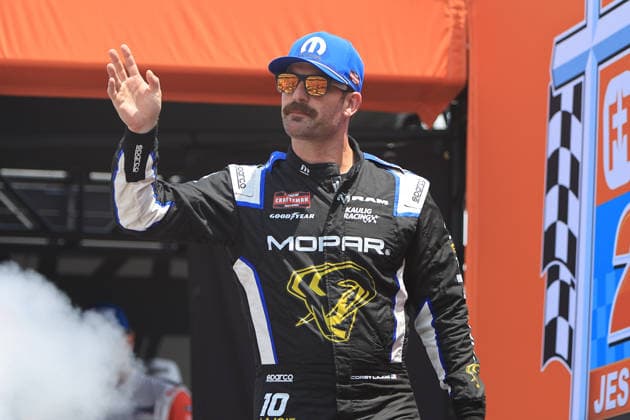 NORTH WILKESBORO, NC - JULY 18: Corey Lajoie ( 10 Kaulig Racing Mopar RAM) waves to the fans prior to the running of the NASCAR, Motorsport, USA Craftsman Truck Series FaithFest 250 on July 18, 2026 at North Wilkesboro Speedway in North Wilkesboro, NC. (Photo by Jeff Robinson Icon Sportswire) AUTO: JUL 18 NASCAR CRAFTSMAN Truck Series Faith Fest 250 EDITORIAL USE ONLY Icon26071823698250