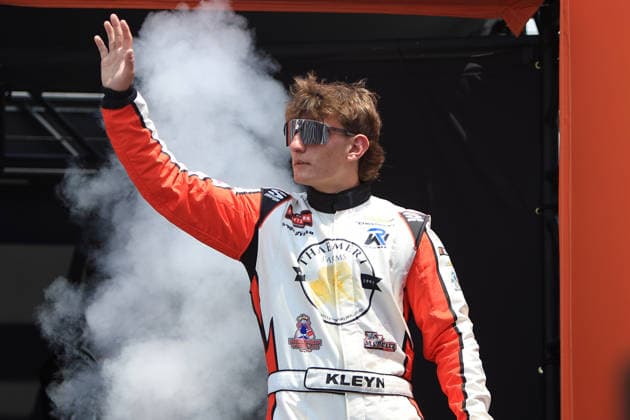 NORTH WILKESBORO, NC - JULY 18: Kasey Kleyn ( 27 Rackley W.A.R THAERMERT FARMS Chevrolet) waves to the fans prior to the running of the NASCAR, Motorsport, USA Craftsman Truck Series FaithFest 250 on July 18, 2026 at North Wilkesboro Speedway in North Wilkesboro, NC. (Photo by Jeff Robinson Icon Sportswire) AUTO: JUL 18 NASCAR CRAFTSMAN Truck Series Faith Fest 250 EDITORIAL USE ONLY Icon26071823754250