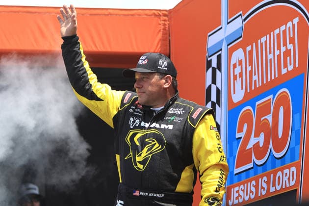 NORTH WILKESBORO, NC - JULY 18: Ryan Newman ( 25 Kaulig Racing RAM) waves to the fans prior to the running of the NASCAR, Motorsport, USA Craftsman Truck Series FaithFest 250 on July 18, 2026 at North Wilkesboro Speedway in North Wilkesboro, NC. (Photo by Jeff Robinson Icon Sportswire) AUTO: JUL 18 NASCAR CRAFTSMAN Truck Series Faith Fest 250 EDITORIAL USE ONLY Icon26071823893250