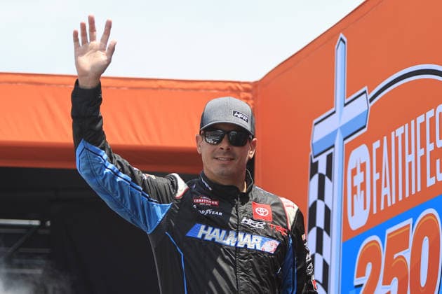 NORTH WILKESBORO, NC - JULY 18: Stewart Friesen ( 52 Halmar Friesen Racing Halmar International Toyota) waves to the fans prior to the running of the NASCAR, Motorsport, USA Craftsman Truck Series FaithFest 250 on July 18, 2026 at North Wilkesboro Speedway in North Wilkesboro, NC. (Photo by Jeff Robinson Icon Sportswire) AUTO: JUL 18 NASCAR CRAFTSMAN Truck Series Faith Fest 250 EDITORIAL USE ONLY Icon26071824242250