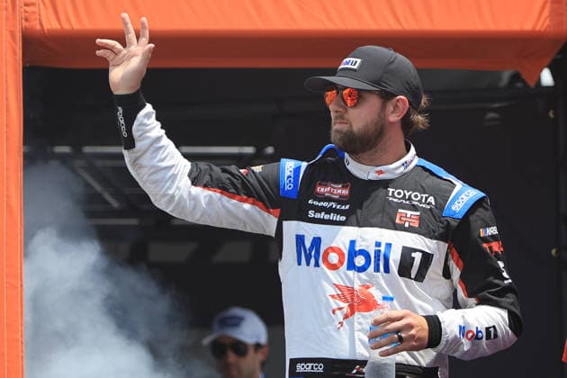 NORTH WILKESBORO, NC - JULY 18: Kaden Honeycutt ( 11 TRICON Garage Mobil 1 Toyota) waves to the fans prior to the running of the NASCAR, Motorsport, USA Craftsman Truck Series FaithFest 250 on July 18, 2026 at North Wilkesboro Speedway in North Wilkesboro, NC. (Photo by Jeff Robinson Icon Sportswire) AUTO: JUL 18 NASCAR CRAFTSMAN Truck Series Faith Fest 250 EDITORIAL USE ONLY Icon26071824319250
