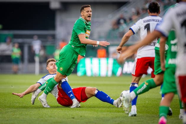 RAPID WIEN - HABMURGER SV Ercan Kara of Rapid and Nicolai Remberg of HSV during the pre season friendly football match between SC Rapid Vienna and Hamburger SV at the Allianz Stadion. Vienna, Austria, July 18, 2026. Photo by Branislav Racko Copyright: xx 080A9700