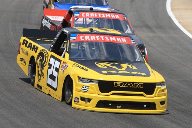 NORTH WILKESBORO, NC - JULY 18: Ryan Newman ( 25 Kaulig Racing RAM) races into turn 1 during the running of the NASCAR, Motorsport, USA Craftsman Truck Series FaithFest 250 on July 18, 2026 at North Wilkesboro Speedway in North Wilkesboro, NC. (Photo by Jeff Robinson Icon Sportswire) AUTO: JUL 18 NASCAR CRAFTSMAN Truck Series Faith Fest 250 EDITORIAL USE ONLY Icon26071824659250