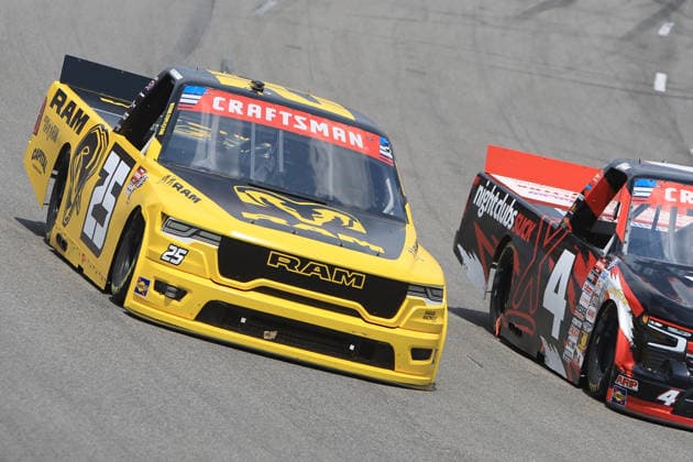 NORTH WILKESBORO, NC - JULY 18: Ryan Newman ( 25 Kaulig Racing RAM) races into turn 1 during the running of the NASCAR, Motorsport, USA Craftsman Truck Series FaithFest 250 on July 18, 2026 at North Wilkesboro Speedway in North Wilkesboro, NC. (Photo by Jeff Robinson Icon Sportswire) AUTO: JUL 18 NASCAR CRAFTSMAN Truck Series Faith Fest 250 EDITORIAL USE ONLY Icon26071824892250