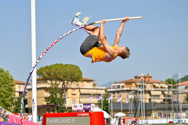 Fynn Linus FAHRLAND (Germany, SC Potsdam e.V., Stabhochsprung) ITA, European Atheltics U18 Championships, Athletics, 18.07.2026, ITA, European Atheltics U18 Championships, Athletics, 18.07.2026, *** Fynn Linus FAHRLAND, Germany, SC Potsdam e.V., Pole Vault, ITA, European Athletics U18 Championships, Athletics, July 18, 2026, ITA, European Athletics U18 Championships, Athletics, July 18, 2026, Copyright: xx