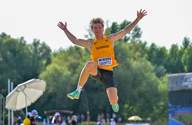 Phil JANITZ (Germany, Duesseldorf Athletics, Weitsprung) ITA, European Atheltics U18 Championships, Athletics, 18.07.2026, ITA, European Atheltics U18 Championships, Athletics, 18.07.2026, *** Phil JANITZ Germany, Düsseldorf Athletics, Long Jump ITA, European Athletics U18 Championships, Athletics, July 18, 2026, ITA, European Athletics U18 Championships, Athletics, July 18, 2026, Copyright: xx