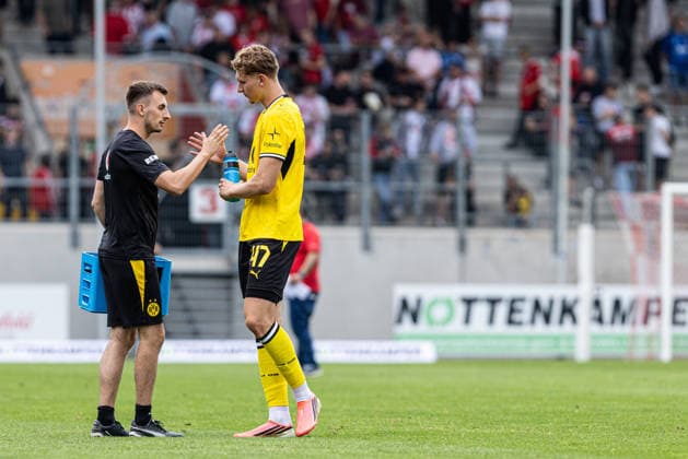 Testspiel: Rot-Weiß Oberhausen - Borussia Dortmund; 18.07.2026 Elias Benkara (Borussia Dortmund, 47) Testspiel: Rot-Weiß Oberhausen - Borussia Dortmund; Stadion Niederrhein, Oberhausen; 18.07.2026 *** Friendly Match: Rot-Weiß Oberhausen vs. Borussia Dortmund, July 18, 2026; Elias Benkara, Borussia Dortmund, 47; Friendly Match: Rot-Weiß Oberhausen vs. Borussia Dortmund, Niederrhein Stadium, Oberhausen, July 18, 2026 Copyright: xBEAUTIFULxSPORTS Buriakovx