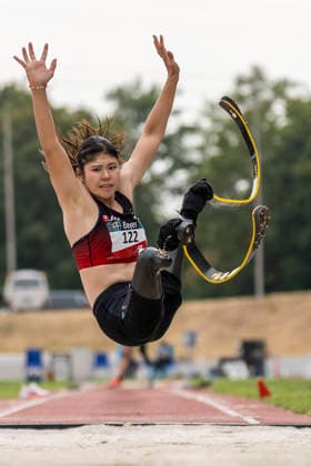 LEVERKUSEN, GERMANY - JULY 18, 2026 : Sophie Spack (SUI Schweiz) competing in the long jump during the Para Heimspiel 7.0 at Fritz Jacobi Sports Complex on July 18, 2026 in Leverkusen, Germany. Northrhine-Westphalia Germany Copyright: xAxelxKohringx