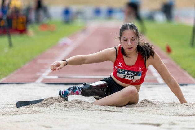 LEVERKUSEN, GERMANY - JULY 18, 2026 : Sophie Spack (SUI Schweiz) competing in the long jump during the Para Heimspiel 7.0 at Fritz Jacobi Sports Complex on July 18, 2026 in Leverkusen, Germany. Northrhine-Westphalia Germany Copyright: xAxelxKohringx
