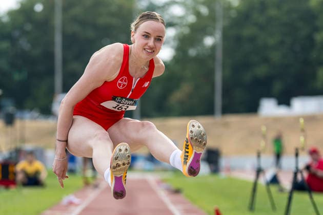 LEVERKUSEN, GERMANY - JULY 18, 2026 : Imke Daalmann (GER TSV Bayer o4 Leverkusen) competing in the long jump during the Para Heimspiel 7.0 at Fritz Jacobi Sports Complex on July 18, 2026 in Leverkusen, Germany. Northrhine-Westphalia Germany Copyright: xAxelxKohringx