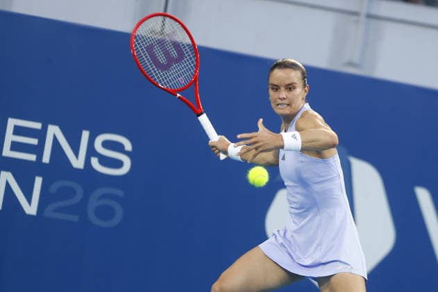 WTA, Tennis Damen 250 Vanda Pharmaceuticals Athens Open - Maria Sakkari qualified for the finals of the Vanda Pharmaceuticals Athens Open 2026, defeating Aina Korneeva in the semi-rfinals of the tournament, at Stadion sports centre. in Athens, Greece 18 July 2026.. IMAGO ONE INCH PRODUCTIONS ATHENS Greece Copyright: xONExINCHxPRODUCTIONSx 7035409