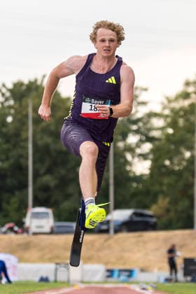 LEVERKUSEN, GERMANY - JULY 18, 2026 : Joel De Jong (NED Niederlande 2) competes in the long jump during the Para Heimspiel 7.0 at Fritz Jacobi Sports Complex on July 18, 2026 in Leverkusen, Germany. Northrhine-Westphalia Germany Copyright: xAxelxKohringx