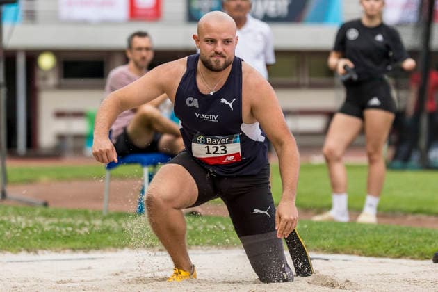 LEVERKUSEN, GERMANY - JULY 18, 2026 : Noah Bodelier (GER Cologne Athletics) competing in the long jump during the Para Heimspiel 7.0 at Fritz Jacobi Sports Complex on July 18, 2026 in Leverkusen, Germany. Northrhine-Westphalia Germany Copyright: xAxelxKohringx