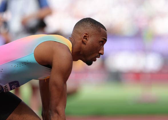 RECORD DATE NOT STATED 18th July 2026; London Stadium, London, England; 2026 Diamond League Novuna London Athletics Meet; Matthew Hudson-Smith of Great Britain disappointed after coming 2nd to Rai Benjamin of Great Britain in the men& x2019;s 400m race JohnxPatrickxFletcher