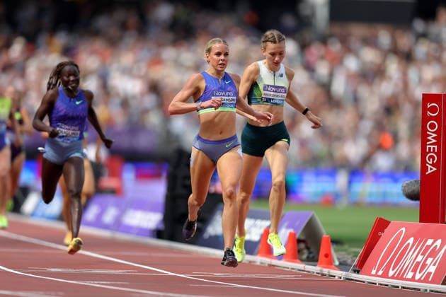 RECORD DATE NOT STATED 18th July 2026; London Stadium, London, England; 2026 Diamond League Novuna London Athletics Meet; Keely Hodgkinson of Great Britain crossing the line to win the 800m women race JohnxPatrickxFletcher