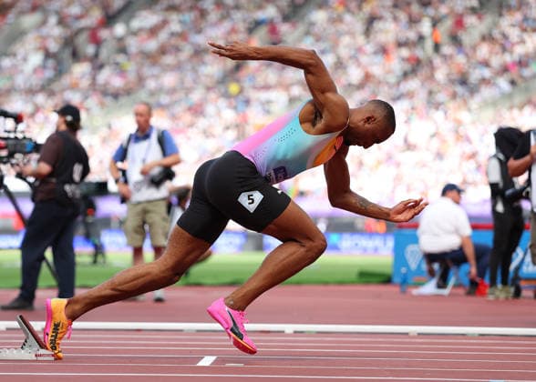 RECORD DATE NOT STATED 18th July 2026; London Stadium, London, England; 2026 Diamond League Novuna London Athletics Meet; Matthew Hudson-Smith of Great Britain leaving the starting blocks in the men& x2019;s 400m race JohnxPatrickxFletcher