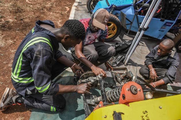 RX Fest rally championship in Kenya NAIROBI, KENYA - JULY 18: Crew members work to repair a vehicle after a mechanical failure during the RX Fest Rally Championship at Kasarani National Stadium in Nairobi, Kenya, on July 18, 2026. Gerald Anderson Anadolu Nairobi Kenya. Editorial use only. Please get in touch for any other usage.  Copyright: x2026xAnadoluxGeraldxAndersonx