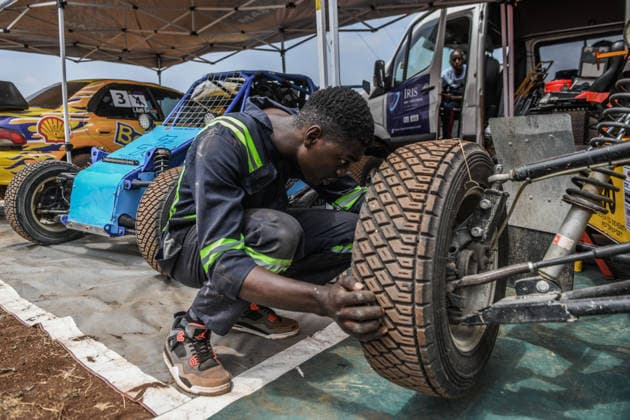 RX Fest rally championship in Kenya NAIROBI, KENYA - JULY 18: Crew members work to repair a vehicle after a mechanical failure during the RX Fest Rally Championship at Kasarani National Stadium in Nairobi, Kenya, on July 18, 2026. Gerald Anderson Anadolu Nairobi Kenya. Editorial use only. Please get in touch for any other usage.  Copyright: x2026xAnadoluxGeraldxAndersonx