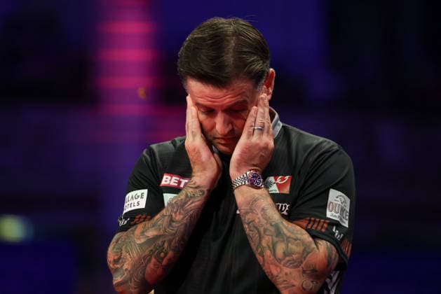 RECORD DATE NOT STATED 18th July 2026, Winter Gardens, Blackpool, Lancashire, England; 2026 Betfred World Matchplay Darts, Day One; Luke Woodhouse looks dejected during his match against Josh Rock AidanxHunter