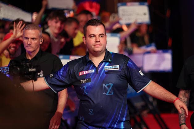 RECORD DATE NOT STATED 18th July 2026, Winter Gardens, Blackpool, Lancashire, England; 2026 Betfred World Matchplay Darts, Day One; Niels Zonneveld during his walk on AidanxHunter