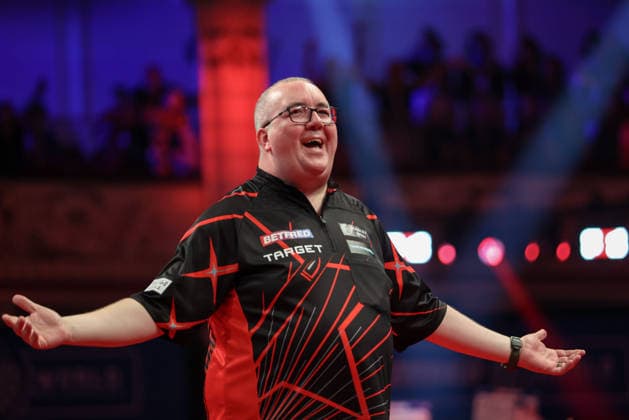 RECORD DATE NOT STATED 18th July 2026, Winter Gardens, Blackpool, Lancashire, England; 2026 Betfred World Matchplay Darts, Day One; Stephen Bunting during his walk on AidanxHunter