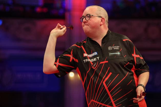RECORD DATE NOT STATED 18th July 2026, Winter Gardens, Blackpool, Lancashire, England; 2026 Betfred World Matchplay Darts, Day One; Stephen Bunting in action at the oche during his match against Niels Zonneveld AidanxHunter