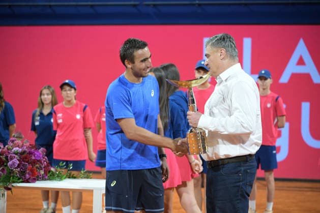 IPA86789938 - Daniel Merida (ESP) and the Croatian President during the ATP, Tennis Herren - Plava Laguna Croatia Open in Umag - Merida vs. Dzumhur, international tennis match in Umag, Croatia, July 18, 2026  Copyright: xMarcoxTodaro IPAxSportx xx 86789938