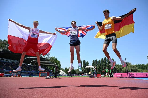 U18-Europameisterschaften Leichtathletik, Rieti Italien Jan Ungeheuer (GER Turnklub Grevenbroich), Hochsprung, U18-Europameisterschaften Leichtathletik, Rieti Italien *** U18 European Athletics Championships, Rieti, Italy; Jan Ungeheuer (GER), Grevenbroich Gymnastics Club, high jump, U18 European Athletics Championships, Rieti, Italy Copyright: xBEAUTIFULxSPORTS DecaxText&Bildx