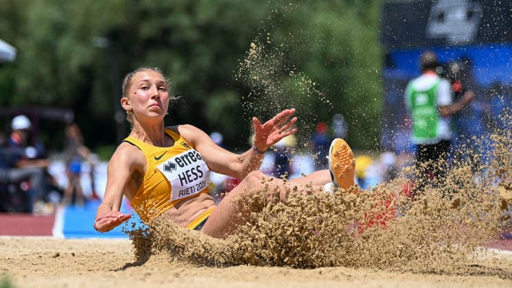 U18-Europameisterschaften Leichtathletik, Rieti Italien Teresie Hess (GER SG Schorndorf 1846, Weitsprung, U18-Europameisterschaften Leichtathletik, Rieti Italien *** U18 European Athletics Championships, Rieti, Italy; Teresie Hess (GER, SG Schorndorf 1846), long jump; U18 European Athletics Championships, Rieti, Italy Copyright: xBEAUTIFULxSPORTS DecaxText&Bildx